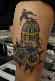 Osobowość noga klatka dla ptaków symbol tatuaż wzór uznania obrazu