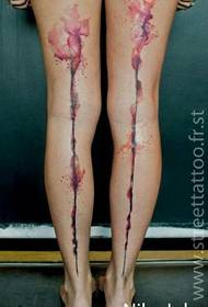 Watercolor totem patrún tattoo ar thigh
