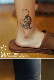 Super Mini Little Cute Ankle Fan Cat Tattoo Pattern