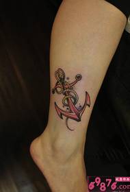 Roze anker verse mode tattoo foto's