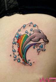 Söpö värikäs delfiini reisi tatuointi kuva
