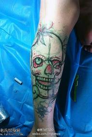 Cool yin smile skull tattoo pattern