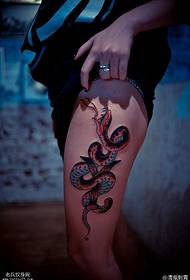 다리, 붉은 뱀, 유혹 문신 패턴