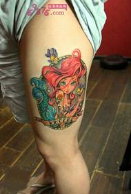 Setšoantšo sa tattoo sa katisi e ntle ea mermaid