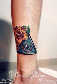 Leg colors rose God eye tattoo
