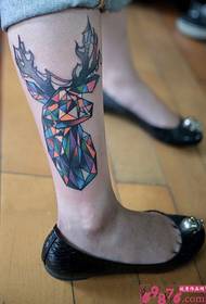 Creative triangle elk color tattoo picture