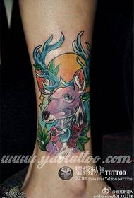 Leg color deer tattoo pattern