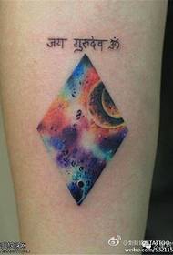 Leg color starry square tattoo pattern