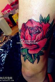 Personalità della gamba, immagine colorata del tatuaggio rosa