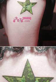 Divat zöld csillag kreatív comb tetoválás képek
