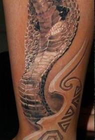 Leg 3D Cobra Tattoo Pattern mynd