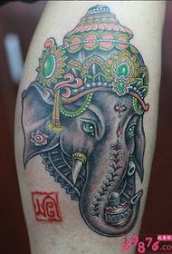 Tatuaje de perna de elefante auspicioso tailandés