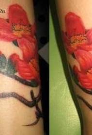 Finom piros mahagóni pamut tetoválás minta