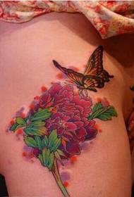 Sexy schoonheid benen mooie gekleurde pioen vlinder patroon afbeelding