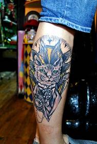 Image de tatouage de veau fée chat créatif