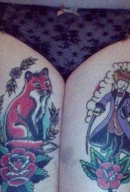 Poj niam ob txhais ceg xim hma fox tattoo artwork duab