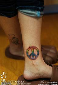 Modello di tatuaggio anti-guerra color caviglia arcobaleno
