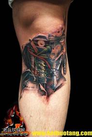 Modello di tatuaggio meccanico del motore a vapore della gamba