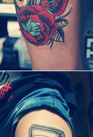 Retro magnó rózsa comb tetoválás képpel