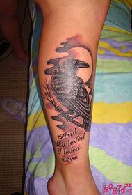 Calf personality crow tattoo picture