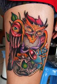 ქალი ფეხები ტარო Owl Tattoo ნიმუში სურათი