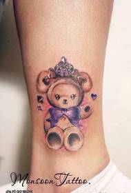 Leg color cartoon bear tattoo pattern