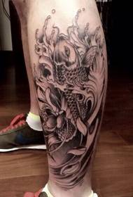 Cute black and white squid tattoo