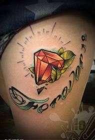 Женские ножки личность красочный алмаз письмо шаблон татуировки