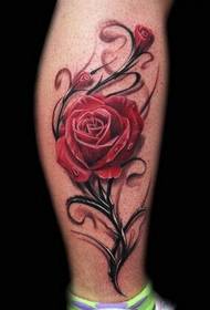 Ноге девојке прелепе црвене цветове тетоваже слике