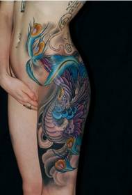 Slike seksi lepote noge Phoenix tattoo pattern