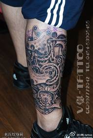 Handsome mechanical leg tattoo pattern