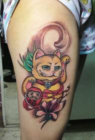 Patrúin dath tattoo cat-ádh cos