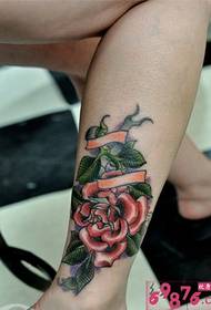 Love Rose Fashion Foot Tattoo Slika