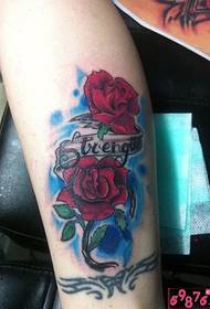 Rose deckt laang Narben a Been Tattoobiller