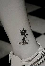 Lány lábak cica tetoválás minta képet
