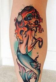 Leg persoonallisuus merenneito tatuointi kuvio kuva