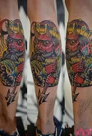 Creative Cow Devil Crown Flower Leg Tattoo Picture