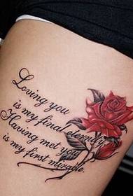 Краса ноги, красиві червоні троянди, англійські малюнки татуювання
