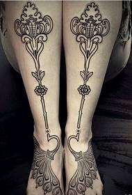 Fashion women legs abstract vine flower tattoo pattern picture