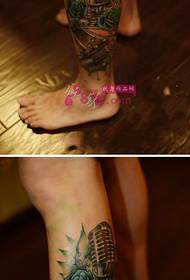 Rock muziki ngano utu maua miguu tattoo picha