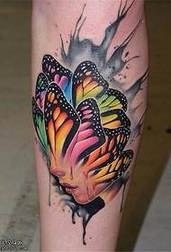 Beenkleur persoonlikheid vlinder meisie tattoo patroon  44274 @ Beenkleur olifant tatoo patroon