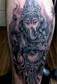Patrón de tatuaje de pierna como dios