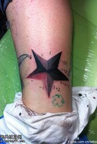 Shiny and stunning five-pointed star tattoo pattern