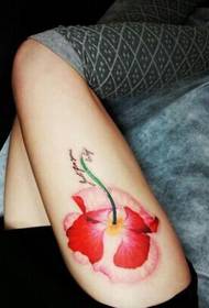 Belle jolie femme jambes belle photo sexy de tatouage de coquelicots