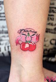 Small fresh cherry bow tattoo picture picture