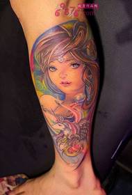 Kūrybingos gėlių kojos vandens deivės tatuiruotės nuotraukos