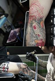 Leg personality squid eye tattoo scene