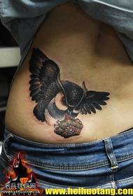 Mini modello di tatuaggio gufo carino corona in vita