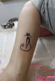 Small fresh cat calf tattoo picture