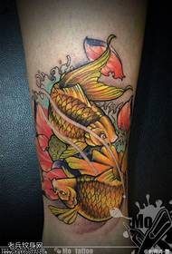 腿色個性金魚紋身圖案